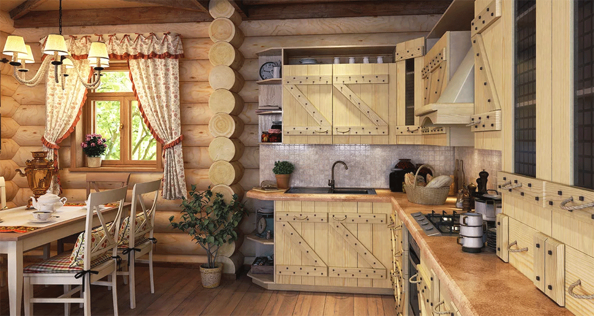 деревянная кухня в интерьере будет актуально